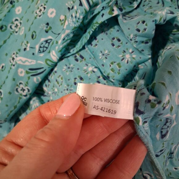 Poupette St Barth Maxi Dress Strapless Aqua Blue Floral Flowy Boho Size Small - Picture 9 of 9
